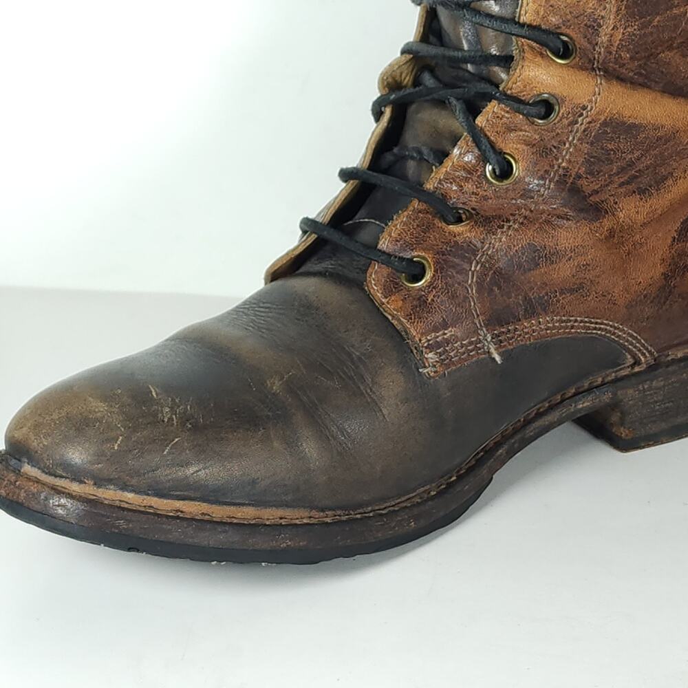 Bed Stu Protege Men's US8 Brown Leather Distressed Cap Toe Trek Combat Boots - Picture 15 of 16